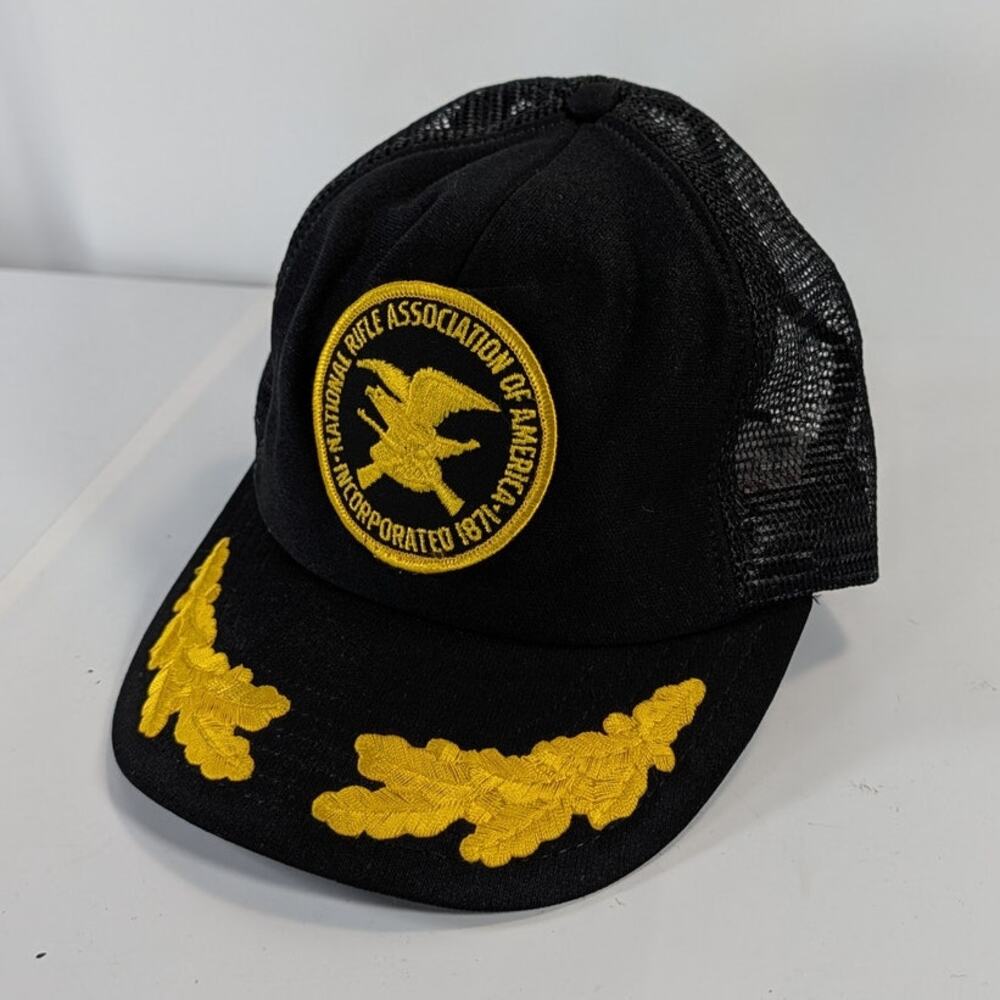 VTG NRA Patch Scrambled Egg Mesh Trucker Snapback Cap Hat Made in USA Dad
